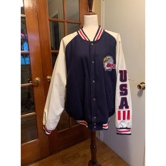 Vintage Steve and Barry’s USA Patriotic American Flag Bald Eagle Varsity Jacket - Picture 2 of 10